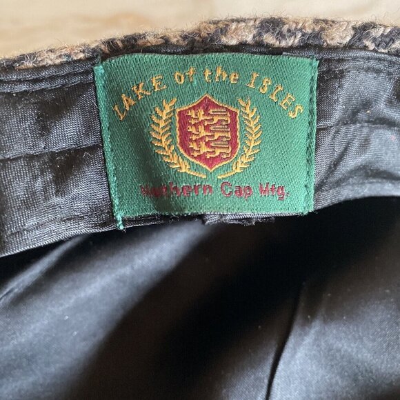 Beige Black Lake of the Isles Newsboy Cabbie Hat Tweed Wool Size M - Picture 4 of 6